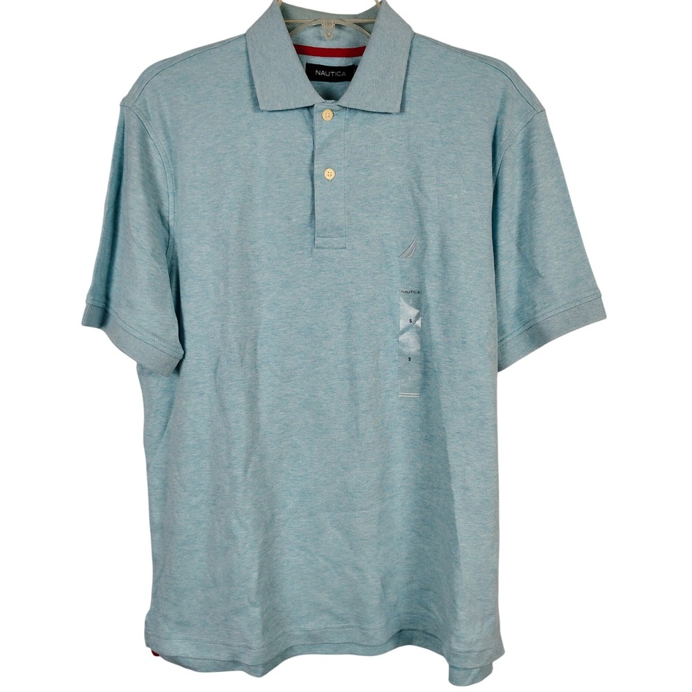 NWT Nautica Mens S Polo Shirt Blue Heathered Cotton Coastal Preppy Gorpcore